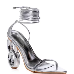 AZALEA WANG SHAWNA LACE UP SANDAL IN SILVER -AZALEA WANG Shop azalea wang shawna lace up sandal in silver silver 3 3