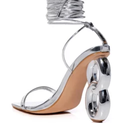 AZALEA WANG SHAWNA LACE UP SANDAL IN SILVER -AZALEA WANG Shop azalea wang shawna lace up sandal in silver silver 4 4