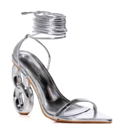 AZALEA WANG SHAWNA LACE UP SANDAL IN SILVER -AZALEA WANG Shop azalea wang shawna silver sandal silver 3 3