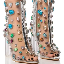 AZALEA WANG SHAYLEIGH EMBELLISHED PVC BOOTIE IN MULTI -AZALEA WANG Shop azalea wang shayleigh embellished pvc bootie in multi multi 1 1 c1