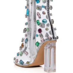 AZALEA WANG SHAYLEIGH EMBELLISHED PVC BOOTIE IN MULTI -AZALEA WANG Shop azalea wang shayleigh embellished pvc bootie in multi multi 4 4