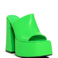 AZALEA WANG SHEBA CHUNKY MULE IN GREEN -AZALEA WANG Shop azalea wang sheba chunky mule in green green 3 3