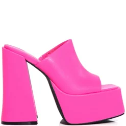 AZALEA WANG SHEBA CHUNKY MULE IN PINK -AZALEA WANG Shop azalea wang sheba chunky mule in pink fuchsia 2 2