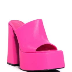 AZALEA WANG SHEBA CHUNKY MULE IN PINK -AZALEA WANG Shop azalea wang sheba chunky mule in pink fuchsia 3 3