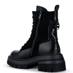 AZALEA WANG SHE'S THRIVING FLATFORM BLING COMBAT BOOT IN BLACK -AZALEA WANG Shop azalea wang shes thriving flatform bling combat boot in black black 4 4