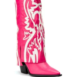 AZALEA WANG SIMPLY BELOW THE KNEE WESTERN BOOTIE IN PINK -AZALEA WANG Shop azalea wang simply below the knee western bootie in pink pink 3 3