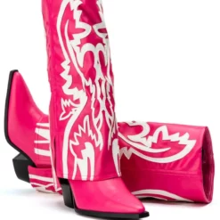 AZALEA WANG SIMPLY BELOW THE KNEE WESTERN BOOTIE IN PINK -AZALEA WANG Shop azalea wang simply below the knee western bootie in pink pink 5 5