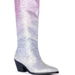 AZALEA WANG SIMPLY ICONIC RHINESTONE OMBRE WESTERN BOOT IN SILVER -AZALEA WANG Shop azalea wang simply iconic rhinestone ombre western boot in silver silver 3 3