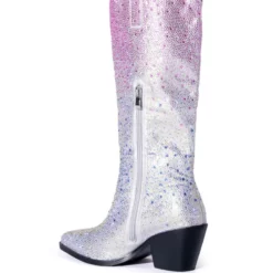 AZALEA WANG SIMPLY ICONIC RHINESTONE OMBRE WESTERN BOOT IN SILVER -AZALEA WANG Shop azalea wang simply iconic rhinestone ombre western boot in silver silver 4 4