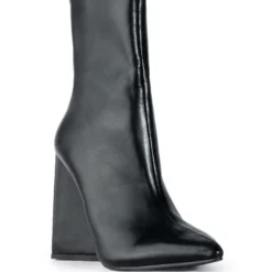 AZALEA WANG SIMPLY IRRESISTIBLE CHUNKY PU BOOTIE IN BLACK -AZALEA WANG Shop azalea wang simply irresistible chunky pu bootie in black black 3 3