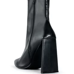 AZALEA WANG SIMPLY IRRESISTIBLE CHUNKY PU BOOTIE IN BLACK -AZALEA WANG Shop azalea wang simply irresistible chunky pu bootie in black black 4 4