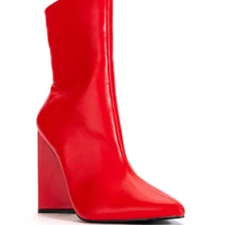 AZALEA WANG SIMPLY IRRESISTIBLE CHUNKY PU BOOTIE IN RED -AZALEA WANG Shop azalea wang simply irresistible chunky pu bootie in red red 3 3