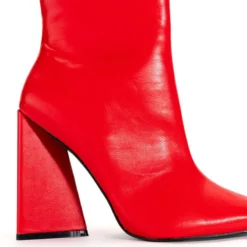 AZALEA WANG SIMPLY IRRESISTIBLE CHUNKY PU BOOTIE IN RED -AZALEA WANG Shop azalea wang simply irresistible chunky pu bootie in red red 5 5