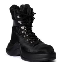 AZALEA WANG SKYLAR EDGY LACE UP BOOTIE IN BLACK -AZALEA WANG Shop azalea wang skylar edgy lace up bootie in black black 3 3