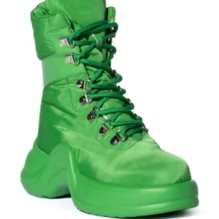 AZALEA WANG SKYLAR EDGY LACE UP BOOTIE IN GREEN -AZALEA WANG Shop azalea wang skylar edgy lace up bootie in green green 3 3