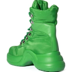 AZALEA WANG SKYLAR EDGY LACE UP BOOTIE IN GREEN -AZALEA WANG Shop azalea wang skylar edgy lace up bootie in green green 4 4