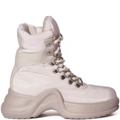 AZALEA WANG SKYLAR EDGY LACE UP BOOTIE IN SAND -AZALEA WANG Shop azalea wang skylar edgy lace up bootie in sand sand 2 2 c1 c1