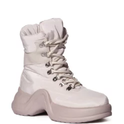 AZALEA WANG SKYLAR EDGY LACE UP BOOTIE IN SAND -AZALEA WANG Shop azalea wang skylar edgy lace up bootie in sand sand 3 3 c1 c1