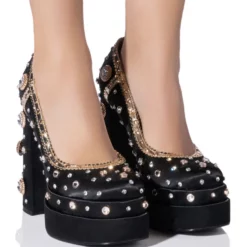 AZALEA WANG SOMETHING NEW SATIN PUMP IN BLACK