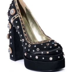 AZALEA WANG SOMETHING NEW SATIN PUMP IN BLACK -AZALEA WANG Shop azalea wang something new satin pump in black black 3 3