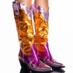 AZALEA WANG SPICE IT UP CHUNKY WESTERN BOOT IN MULTI -AZALEA WANG Shop azalea wang spice it up chunky western boot in multi multi 2 2