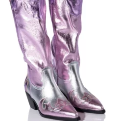 AZALEA WANG SPICE IT UP CHUNKY WESTERN BOOT IN PINK MULTI