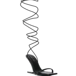 AZALEA WANG STEP YOUR GAME UP FLOATING HEEL STRAPPY SANDAL IN BLACK -AZALEA WANG Shop azalea wang step your game up floating heel strappy sandal in black black 3 3