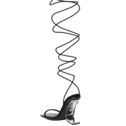 AZALEA WANG STEP YOUR GAME UP FLOATING HEEL STRAPPY SANDAL IN BLACK -AZALEA WANG Shop azalea wang step your game up floating heel strappy sandal in black black 4 4