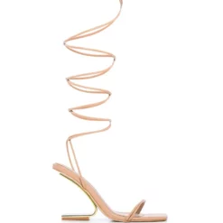 AZALEA WANG STEP YOUR GAME UP FLOATING HEEL STRAPPY SANDAL IN NUDE -AZALEA WANG Shop azalea wang step your game up floating heel strappy sandal in nude nude 3 3
