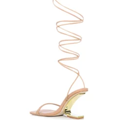 AZALEA WANG STEP YOUR GAME UP FLOATING HEEL STRAPPY SANDAL IN NUDE -AZALEA WANG Shop azalea wang step your game up floating heel strappy sandal in nude nude 5 5