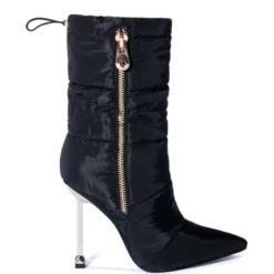 AZALEA WANG STEPPING OUT STILETTO PUFFER BOOTIE IN BLACK -AZALEA WANG Shop azalea wang stepping out stiletto puffer bootie in black black 2 2