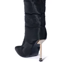 AZALEA WANG STEPPING OUT STILETTO PUFFER BOOTIE IN BLACK -AZALEA WANG Shop azalea wang stepping out stiletto puffer bootie in black black 4 4