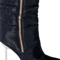 AZALEA WANG STEPPING OUT STILETTO PUFFER BOOTIE IN BLACK -AZALEA WANG Shop azalea wang stepping out stiletto puffer bootie in black black 5 5