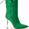AZALEA WANG STEPPING OUT STILETTO PUFFER BOOTIE IN GREEN -AZALEA WANG Shop azalea wang stepping out stiletto puffer bootie in green green 2 2