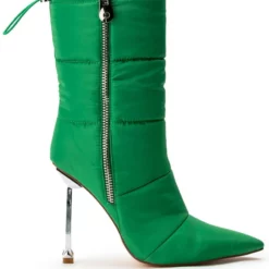 AZALEA WANG STEPPING OUT STILETTO PUFFER BOOTIE IN GREEN