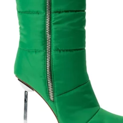 AZALEA WANG STEPPING OUT STILETTO PUFFER BOOTIE IN GREEN -AZALEA WANG Shop azalea wang stepping out stiletto puffer bootie in green green 5 5