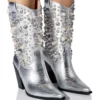 AZALEA WANG SUCH AN ORIGINAL RHINESTONE PEARL WESTERN BOOTIE IN SILVER -AZALEA WANG Shop azalea wang such an original rhinestone pearl western bootie in silver silver 1 1