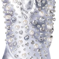 AZALEA WANG SUCH AN ORIGINAL RHINESTONE PEARL WESTERN BOOTIE IN SILVER -AZALEA WANG Shop azalea wang such an original rhinestone pearl western bootie in silver silver 5 5