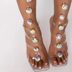 AZALEA WANG SUGAR AND SPICE STILETTO SANDAL IN HOLOGRAM -AZALEA WANG Shop azalea wang sugar and spice stiletto sandal in hologram hologram 5 5