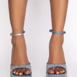 AZALEA WANG TAKE IT ALL BACK STILETTO SANDAL IN DENIM -AZALEA WANG Shop azalea wang take it all back stiletto sandal in denim denim 3 3