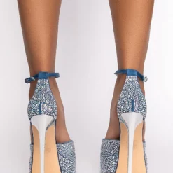 AZALEA WANG TAKE IT ALL BACK STILETTO SANDAL IN DENIM -AZALEA WANG Shop azalea wang take it all back stiletto sandal in denim denim 4 4