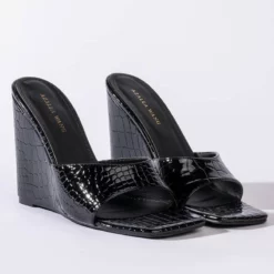 AZALEA WANG TAKE IT EASY WEDGE SANDAL IN BLACK -AZALEA WANG Shop azalea wang take it easy wedge sandal in black black 4 4