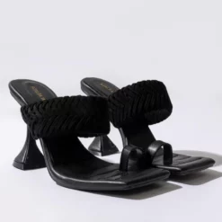 AZALEA WANG TAKE ME ON A VACA STILETTO SANDAL IN BLACK -AZALEA WANG Shop azalea wang take me on a vaca stiletto sandal in black black 4 4