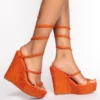 AZALEA WANG TAKE ME TO THE COSMO WEDGE SANDAL IN ORANGE -AZALEA WANG Shop azalea wang take me to the cosmo wedge sandal in orange orange 2 2