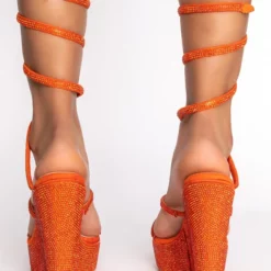 AZALEA WANG TAKE ME TO THE COSMO WEDGE SANDAL IN ORANGE -AZALEA WANG Shop azalea wang take me to the cosmo wedge sandal in orange orange 4 4