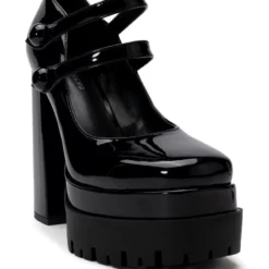 AZALEA WANG TATE PATENT CHUNKY PUMP -AZALEA WANG Shop azalea wang tate patent chunky pump black 3 3 c1