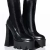 AZALEA WANG TATI CHUNKY BOOT IN BLACK -AZALEA WANG Shop azalea wang tati chunky boot in black black 1 1