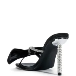 AZALEA WANG TATUM BOW RHINESTONE SANDAL IN BLACK -AZALEA WANG Shop azalea wang tatum bow rhinestone sandal in black black 4 4