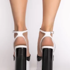 AZALEA WANG TELL IT HOW IT IS CHUNKY SANDAL IN BLACK WHITE -AZALEA WANG Shop azalea wang tell it how it is chunky sandal in black white black white 4 4