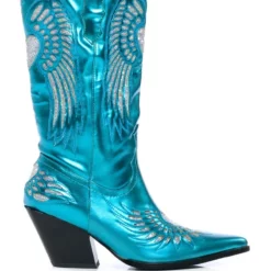 AZALEA WANG TEMPLE METALLIC BOOTIE IN BLUE -AZALEA WANG Shop azalea wang temple metallic bootie in blue blue 2 2